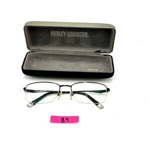 Authentic HARLEY DAVIDSON HD 373 SBLK Semi-rimless EYEGLASSES FRAMES + Case (B4)